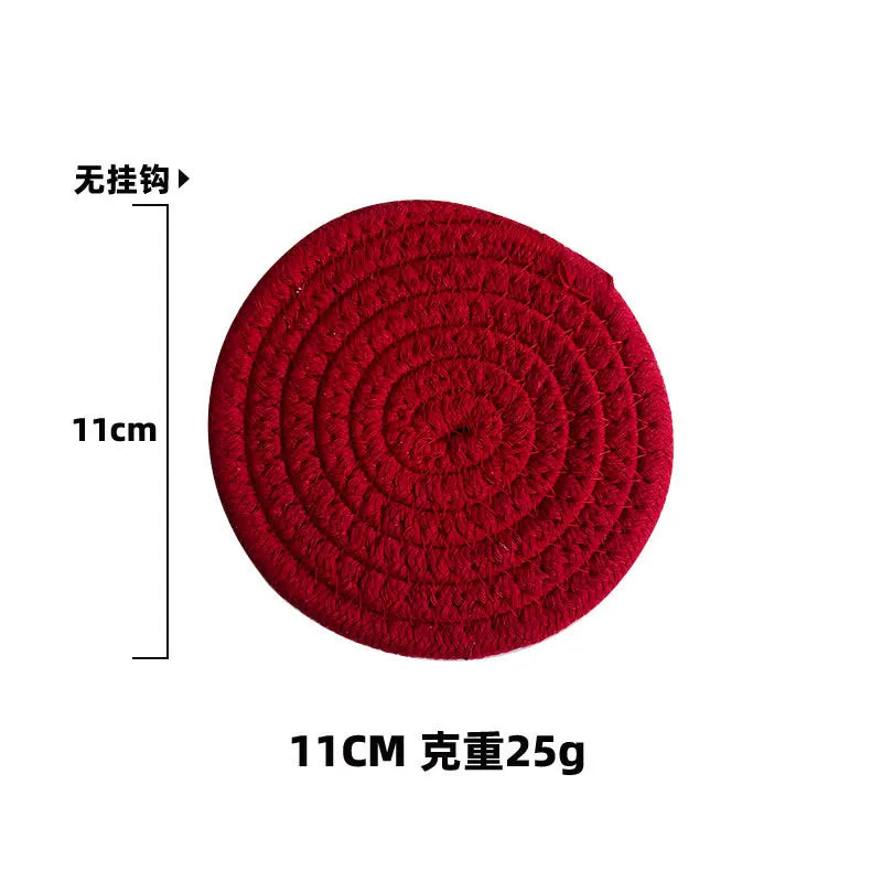 Colored Placemat Pastoral Style Thickened Insulation Cotton Linen Woven Table Mat Heat Resistant Anti Scalding Sand Pot Cup Mat