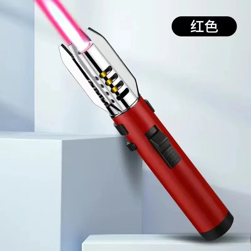 Metal Lightsaber Style Gas Lighter Powerful Red Flame Turbine Jet Torch Outdoor Compass Windproof Lighter BBQ Welding Cigar Tool