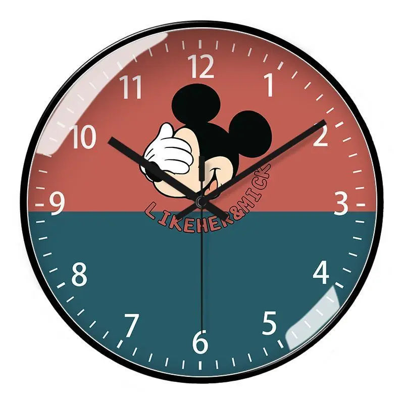 Living room wall clock creative Mickey and Minnie cartoon kawaii children's bedroom wall clock cartoon silent quartz clock