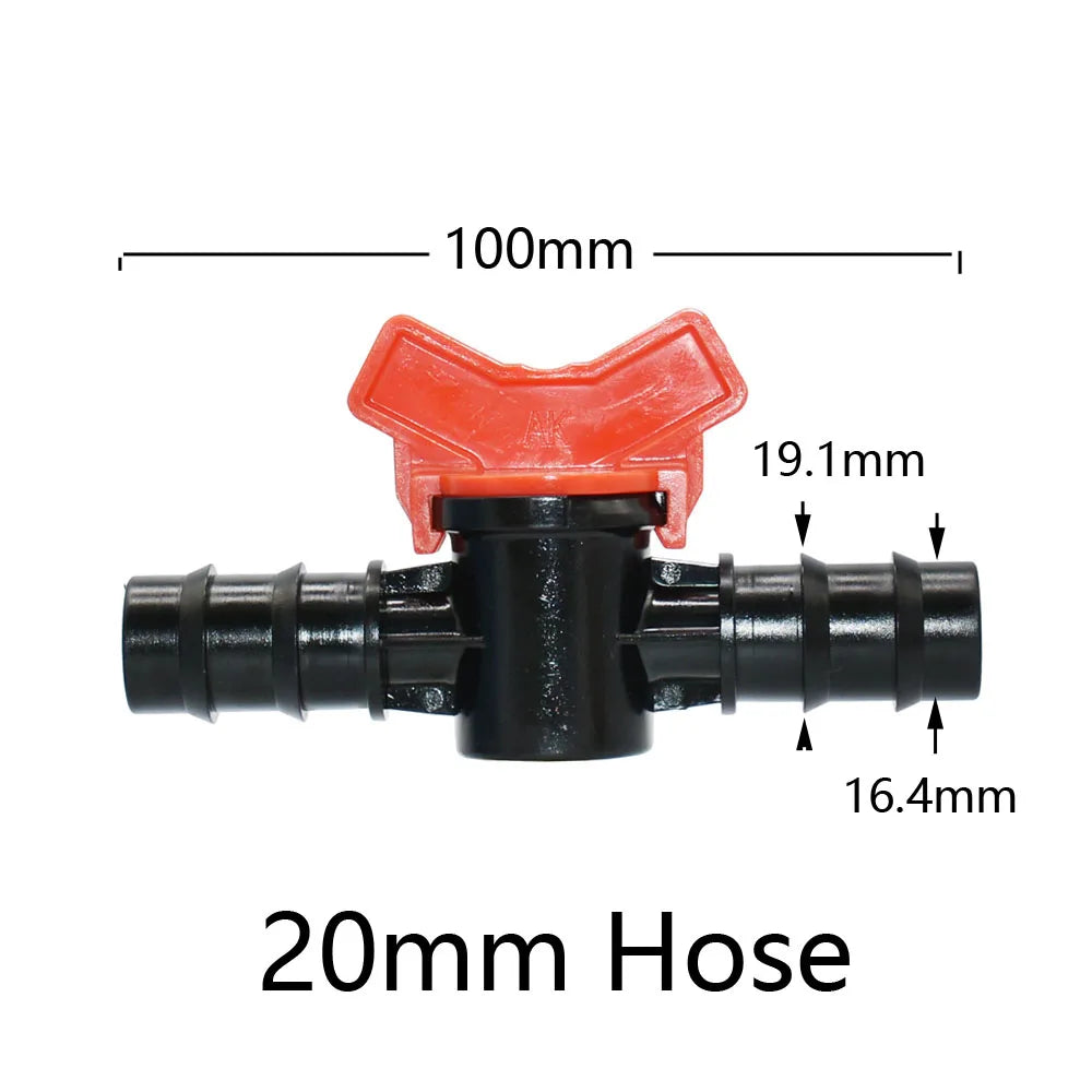 Miniature Plastic Shut Off Coupling Valve Connectors for 4/7 8/11 10/16/20/25mm Hose Garden Water Irrigation Pipe Adaptor Barb