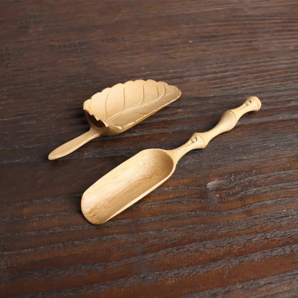 High Quality Tea Accessories Chinese Kongfu Wooden Bamboo Retro Style Natural Tea Scoop Delicate Spoon Portable Bamboo Teaspoon