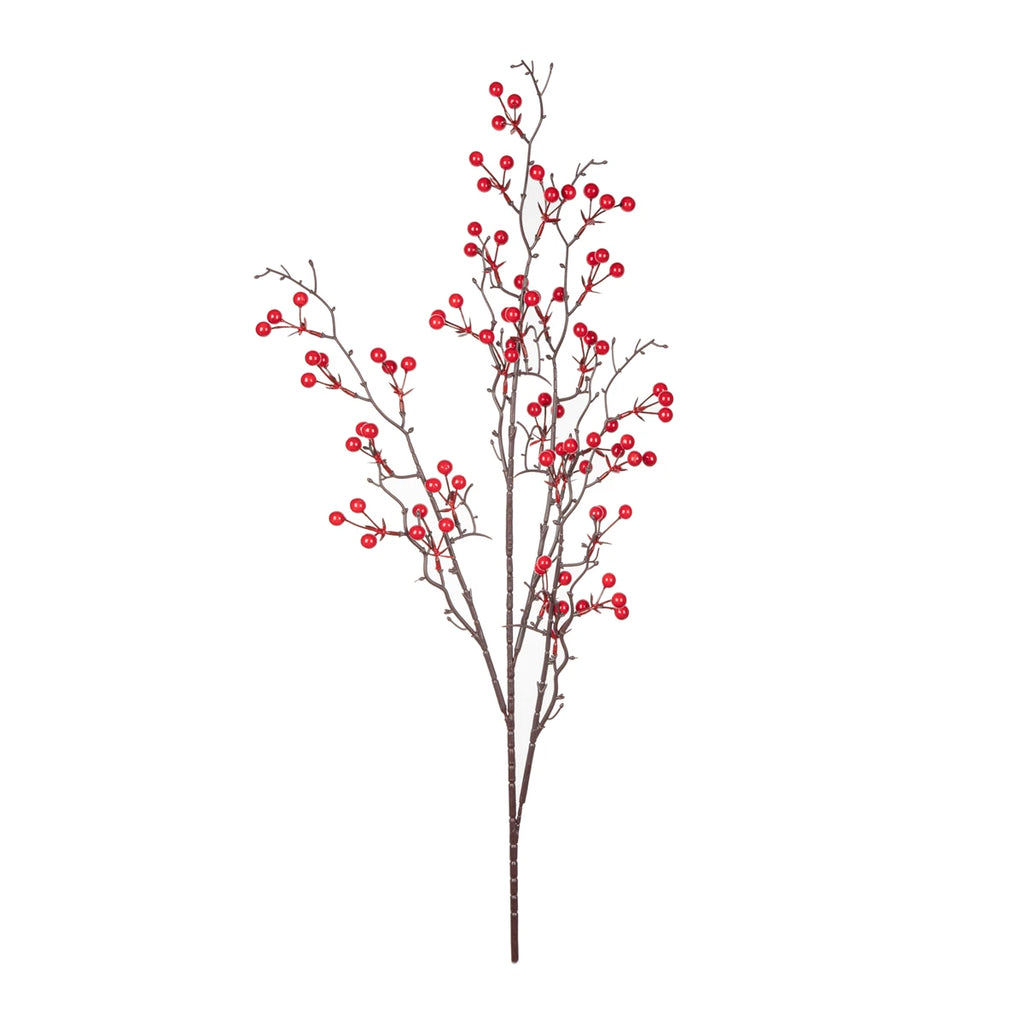 1pc Artificial plants Ilex Little Red Fruits NewYear Home Vase table Garden bonsai holiday Party Wall Wedding Decor DIY Gift Box