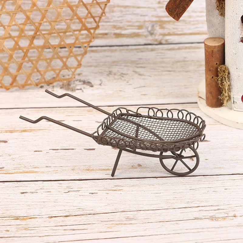 1/12 Dollhouse Simulation Garden Tools Kit Dollhouse Shovel Rake Hoe Cart Farm Tool Ornaments Dolls House Accessories