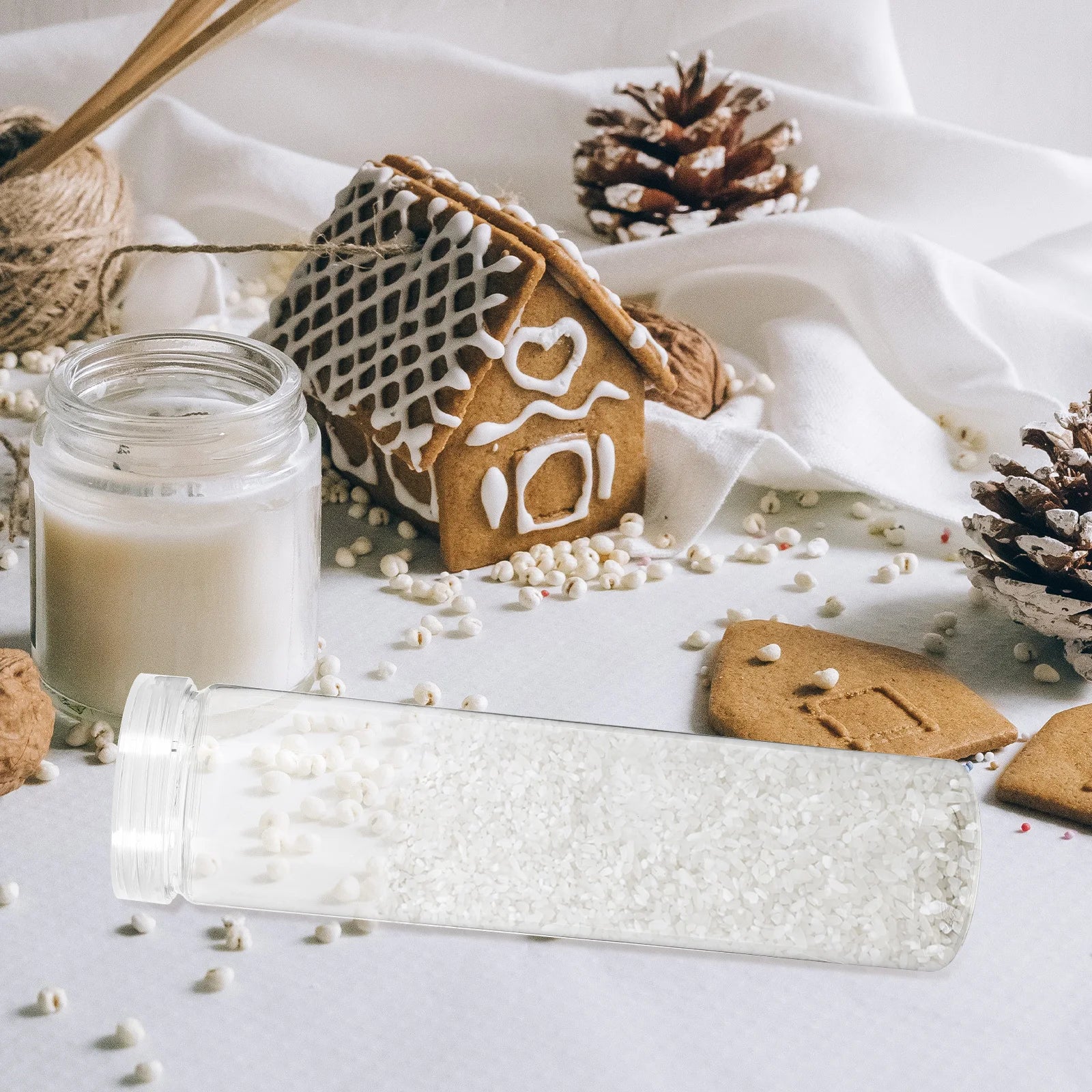 3Pcs Reusable Plastic Storage Jars with Lid Airtight Food Containers Pantry Organizer Empty Plastic Jars