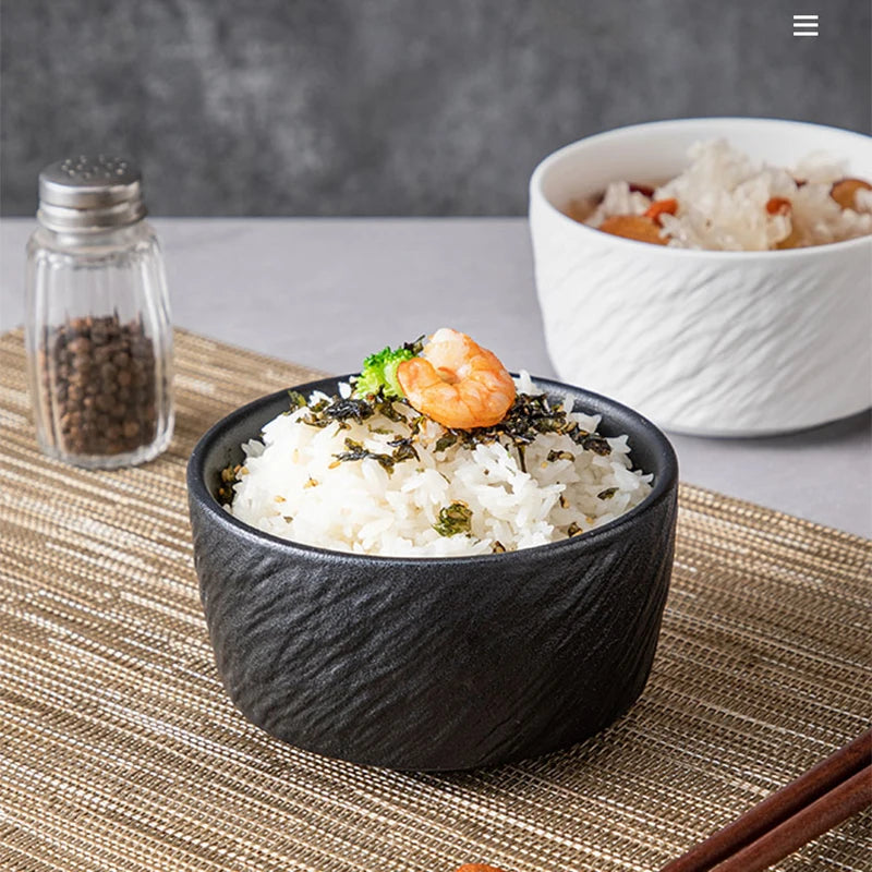 Ceramic Rice Bowls Household 6 Inch Stone Pattern Underglaze Colour Solid Dining Tableware Japanese New Round Breakfast Bowl