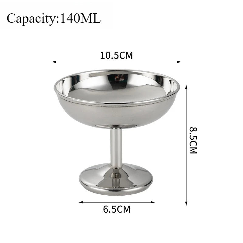 Ice Cream Cup Stainless Steel 304 Serving Dessert Bowl Cups Sauce Bowls Mini Round Footed Yogurt Snack Candy Cup for Salad Fruit