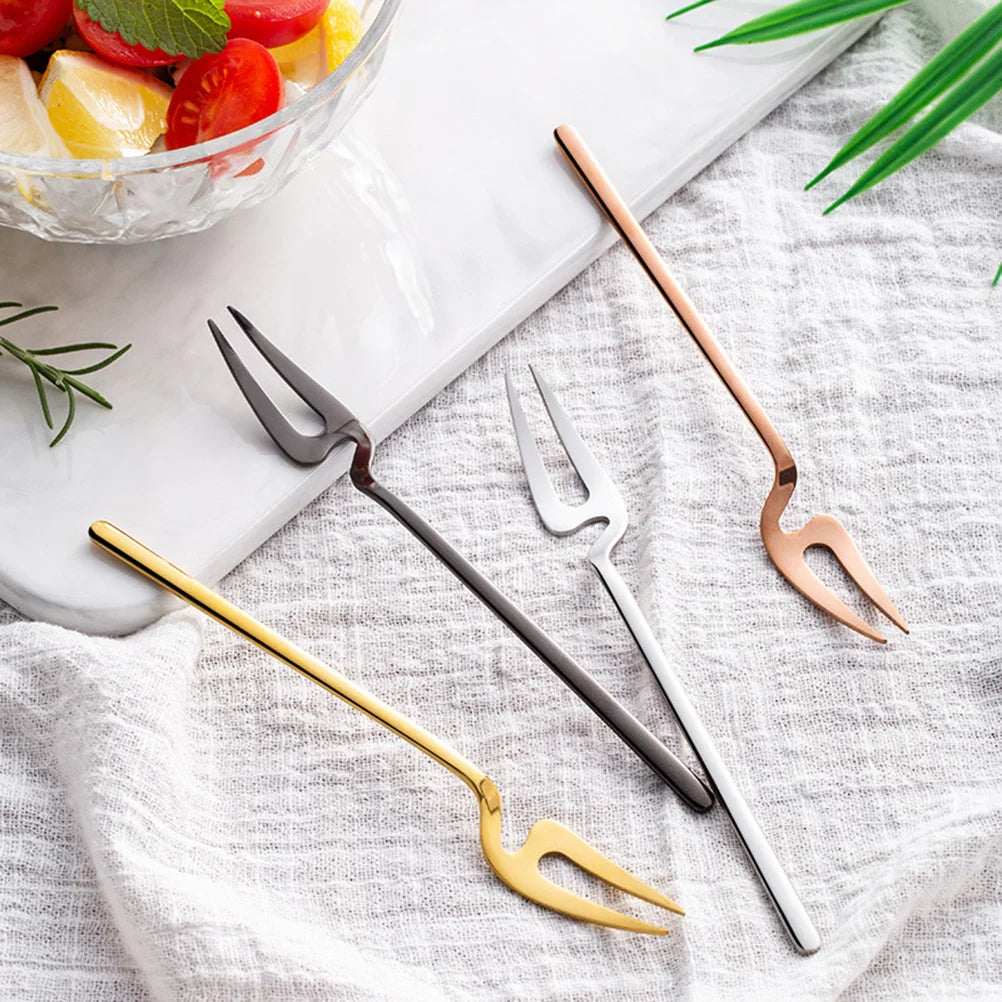 8pcs Stainless Steel Coffee Spoon Fork Set Rose Gold Portable Flatware Lightweight Mirror Polish Dinner Service