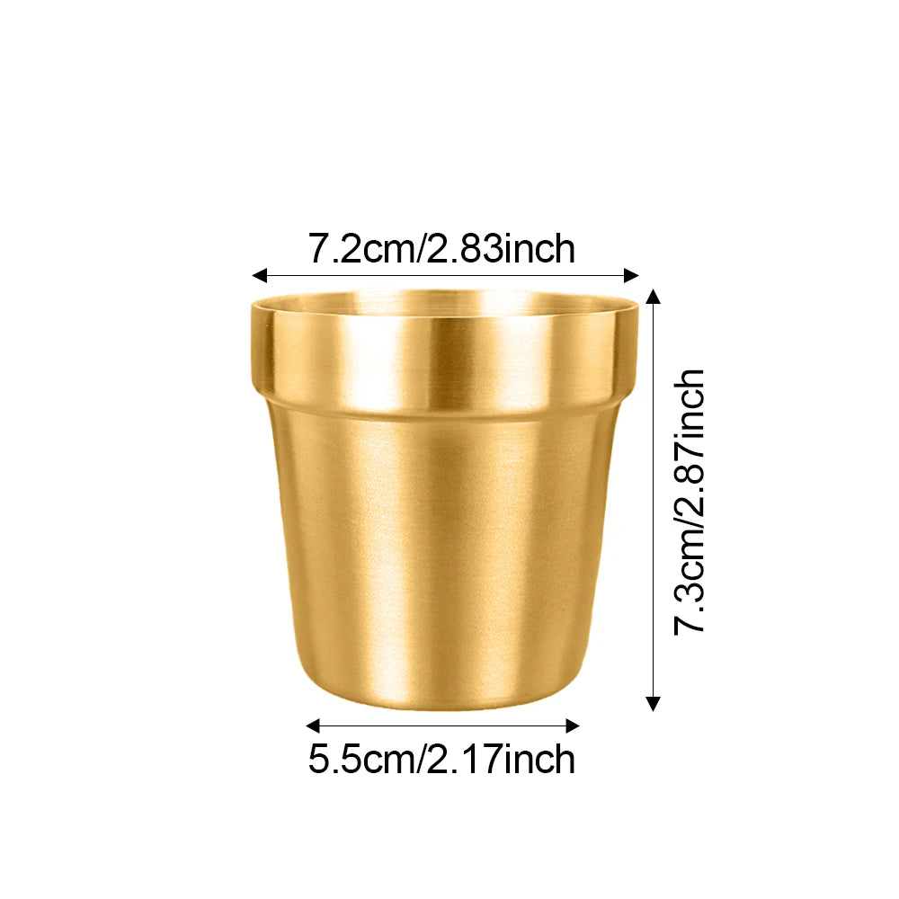 Golden Beer Mug Metal Tumbler 304 Stainless Steel Water Glasses Camping Reusable Mugs BBQ Home Office Party Coffee