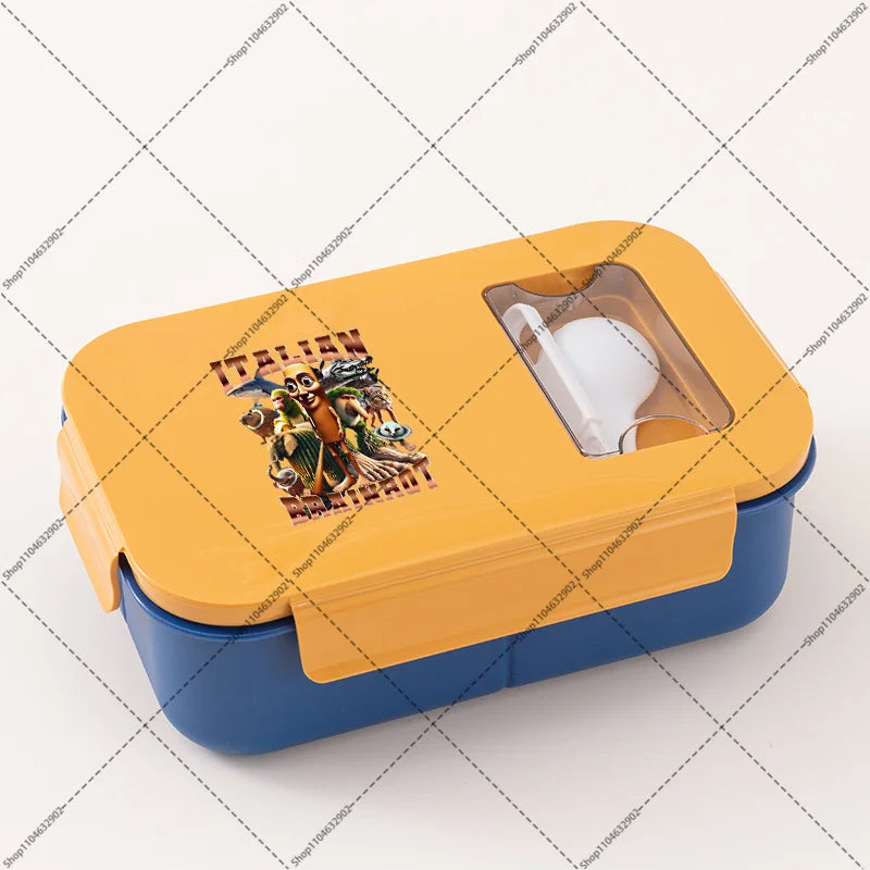 Italian Brainrot Lunchbox Cartoon Pattern Printed Bento Lunch Box Tung Tungtung Sahur Telala Funny Shark Food Storage Containers