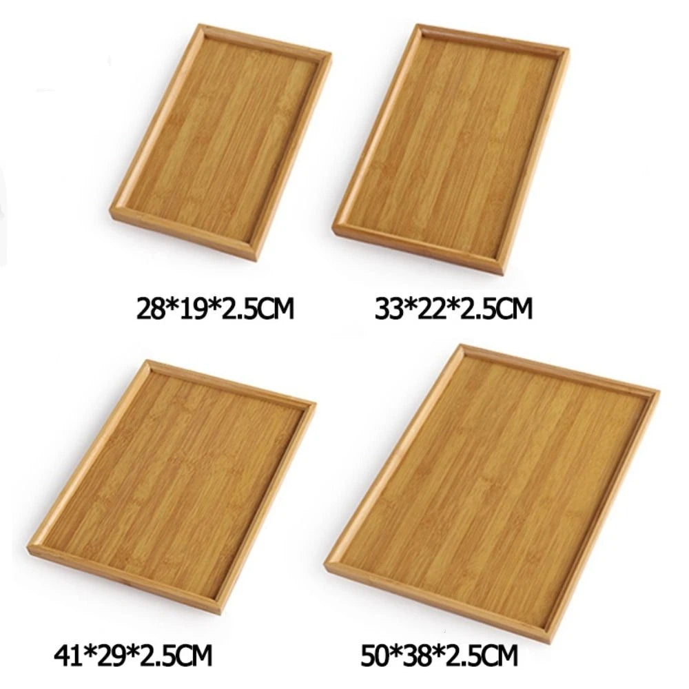 Rectangular Bamboo Tray Solid Color Household Dinner Plates Kitchen Accessories Wooden Fruit Snack Plates