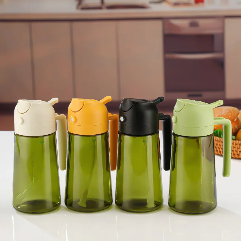 16oz/470ml 2-in-1 Brown Glass Oil Dispenser Sprayer Leakproof Olive Oil Sprayer Bottle for Cooking Air Fryer BBQ Baking Salad