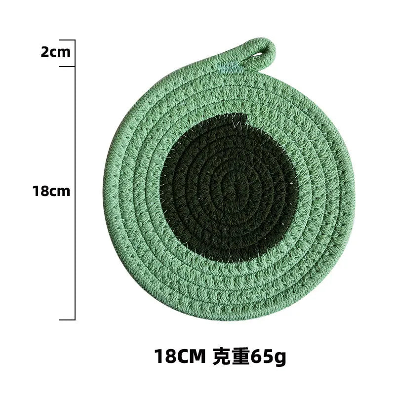 Colored Placemat Pastoral Style Thickened Insulation Cotton Linen Woven Table Mat Heat Resistant Anti Scalding Sand Pot Cup Mat