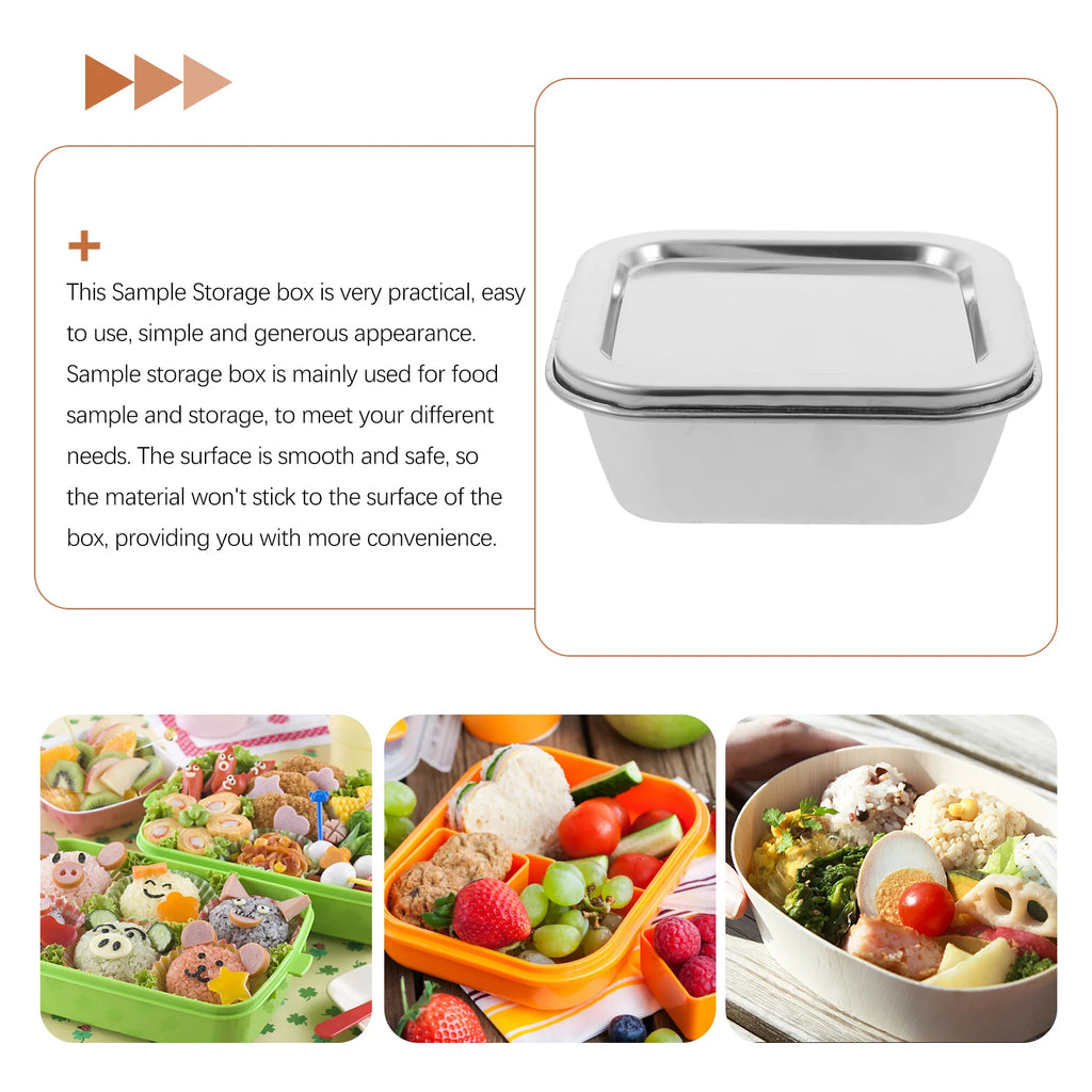 Stainless Steel Sample Storage Box 300ml Reliable Polished Surface Food Container Airtight Sample Holder for School Canteen