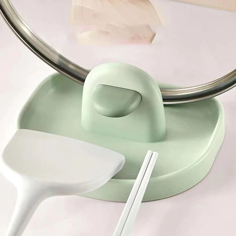 1pc Multifunctional Plastic Kitchen Countertop Storage Rack Household Soup Spoon Pot Cover Storage Rack