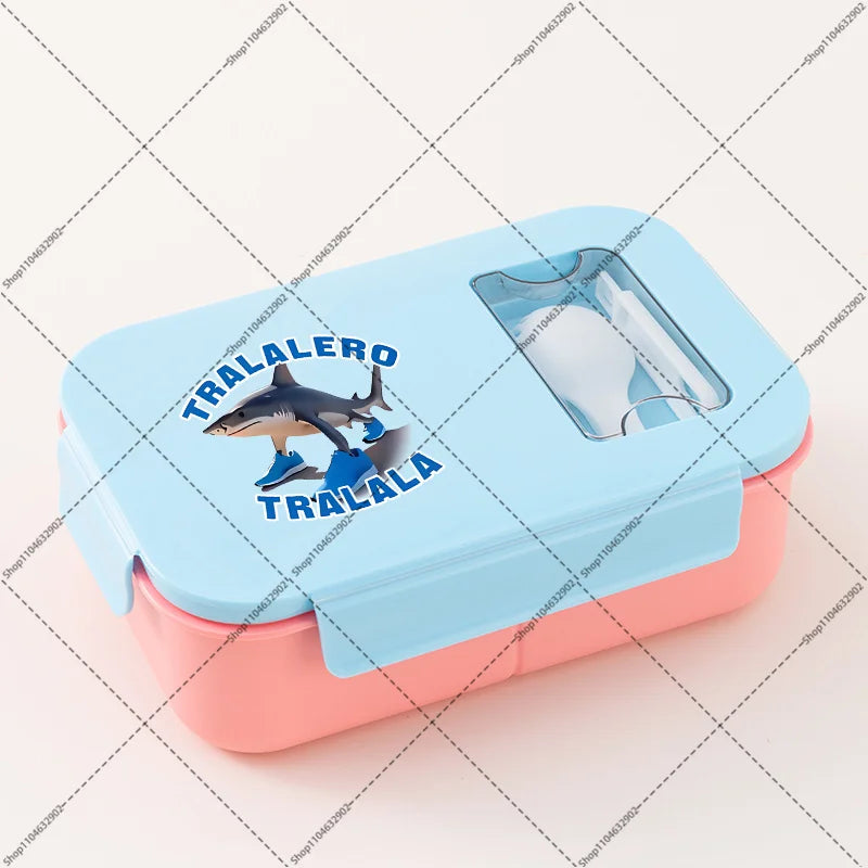 Italian Brainrot Lunchbox Cartoon Pattern Printed Bento Lunch Box Tung Tungtung Sahur Telala Funny Shark Food Storage Containers