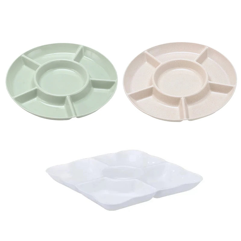 6-Compartment Food Storage Tray Fruit Snack Plate Appetizer Serving Platter