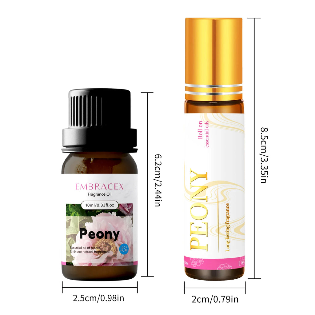 2PC/1PC 10ml Peony Essential Oil Roller Body Oil for Relaxation Elegant Floral Scent for Diffusers, Baths Perfume Women Gifts