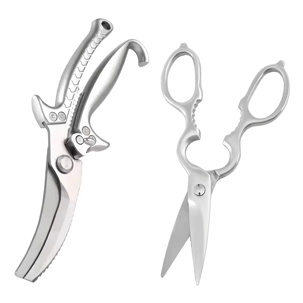 1/2/3/4PCS，Chicken Bone Kitchen Scissors Kitchen Duck Fish Cutter Stainless Steel BBQ Scissors Food Scissors Kitchen Accessories