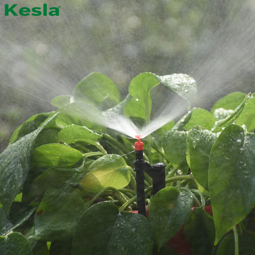 KESLA 20PCS 90/180/360 Degree Misting Nozzle 13cm Stake 1/4'' Barb  Drip Irrigation Watering Garden Flower Irrigation Sprinkler