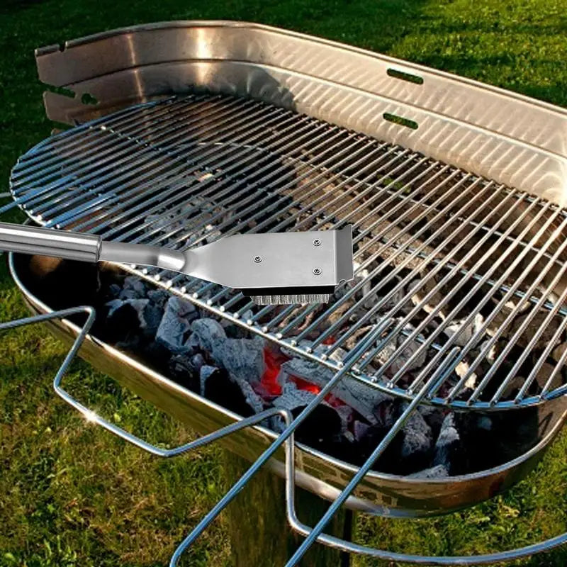 CZHIYAO Stainless Steel BBQ Brush And Scraper Set Safe Grill Cleaning Tool Outdoor Barbecue Accessories Perfect Gift Men Fathers