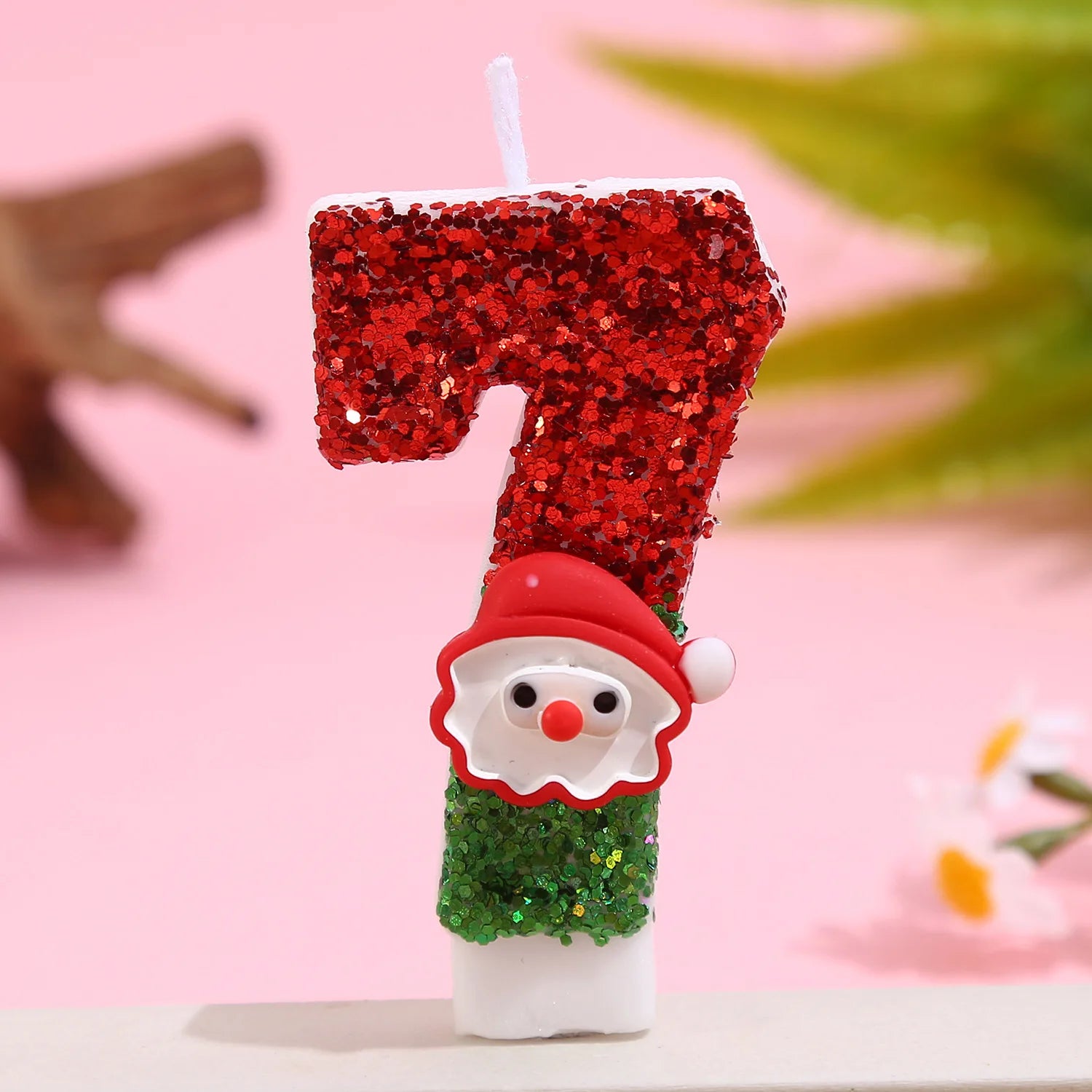 Santa Claus Birthday Candle Decoration Party Cake Candle Atmosphere Photo Christmas Mixed Color Sequin Decoration