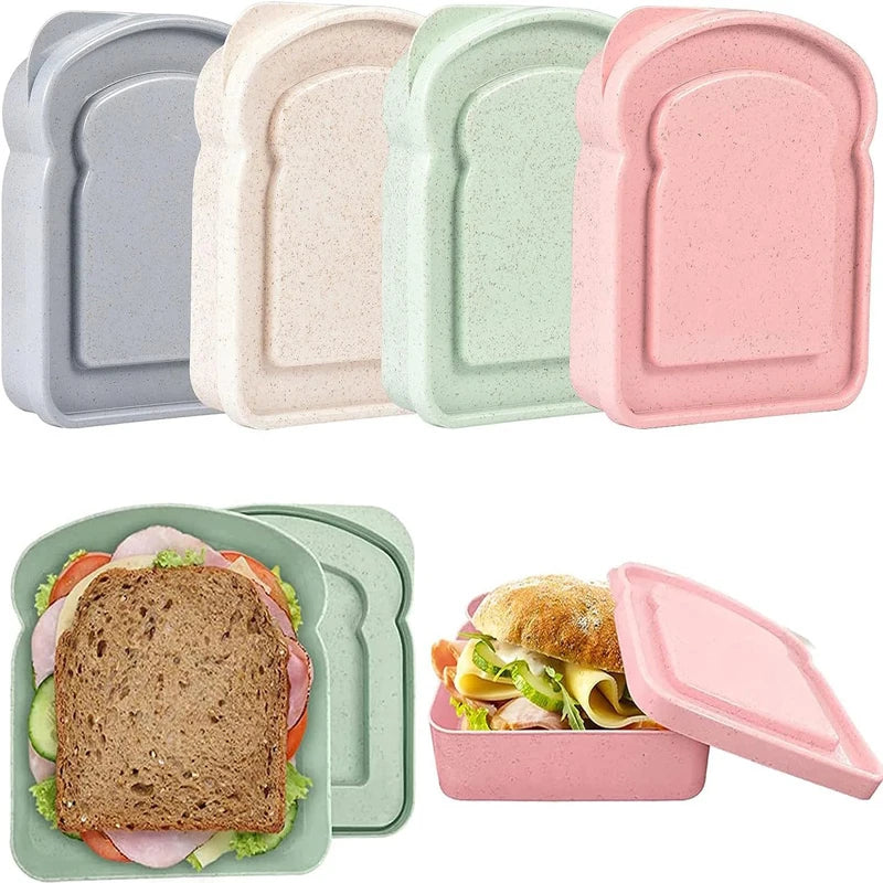 Sandwich Containers Lunch Box Toast Storage Box With Lid Portable Food Storage Case Reusable Microwave Lunch Box Sandwich Case