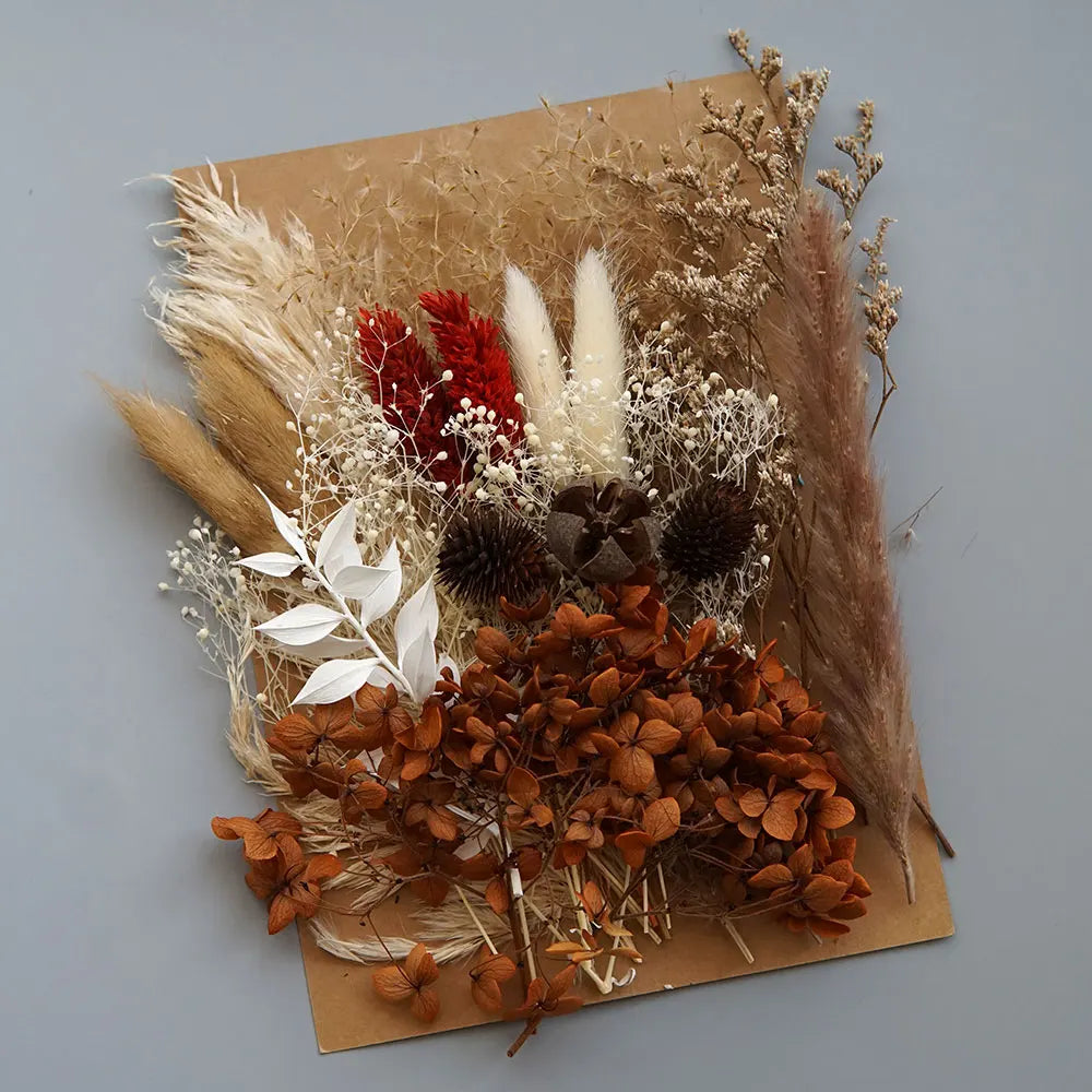 1 Pack Artificial Plants Dried Real Flowers Preserved Materials Epoxy Resin Candles DIY Floral Materials Hydrangea Set Flowers