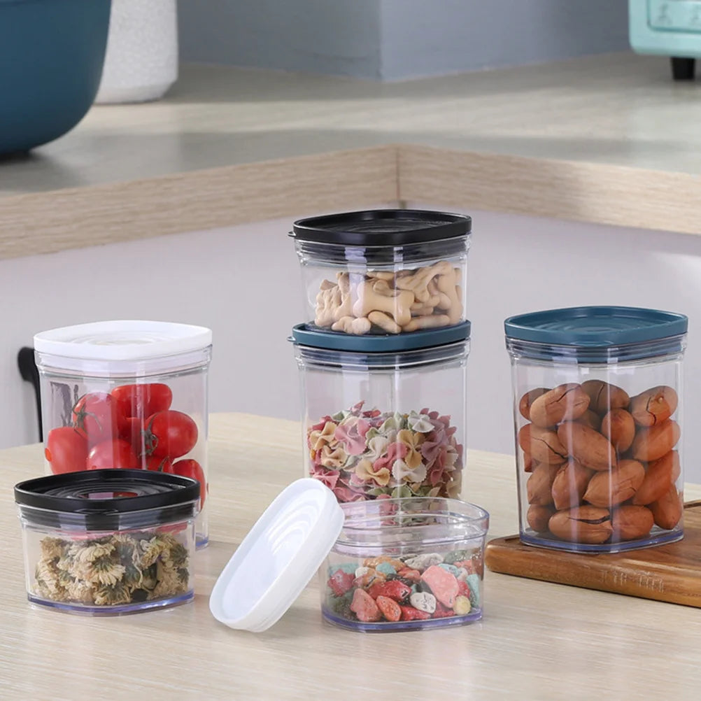 2Pcs Transparent Plastic Storage Jar Thickened Airtight Silicone Seal Lid Container for Kitchen Dry Fruits Nuts Snacks Food