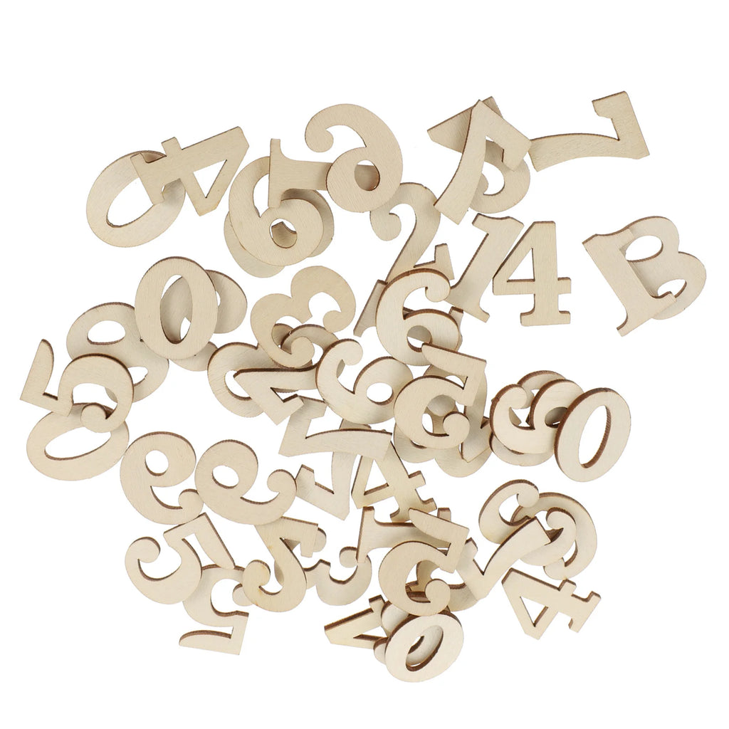 100pcs Wooden Diy Numerals Wall Clock Number Wood Arabic Number Numbers Mixed Original Wood Arabic Diy Decoration Craft