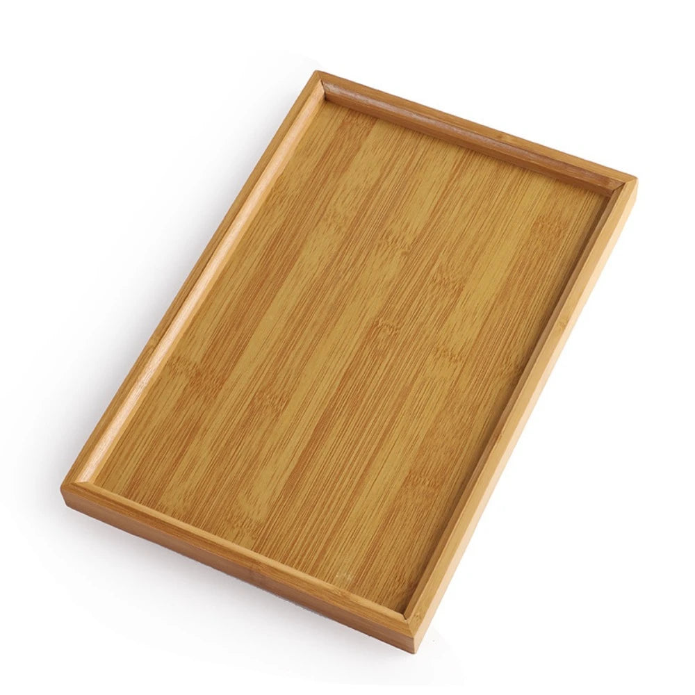 Rectangular Bamboo Tray Solid Color Household Dinner Plates Kitchen Accessories Wooden Fruit Snack Plates