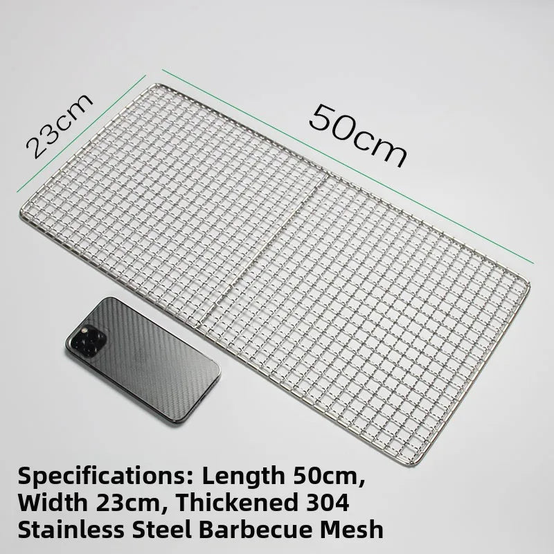 Thiened Rectangular Me BBQ ill Net 304 Stainl Steel Drng Net Barbecue Wire Me for Outdoor Kitchen Cooking Tools