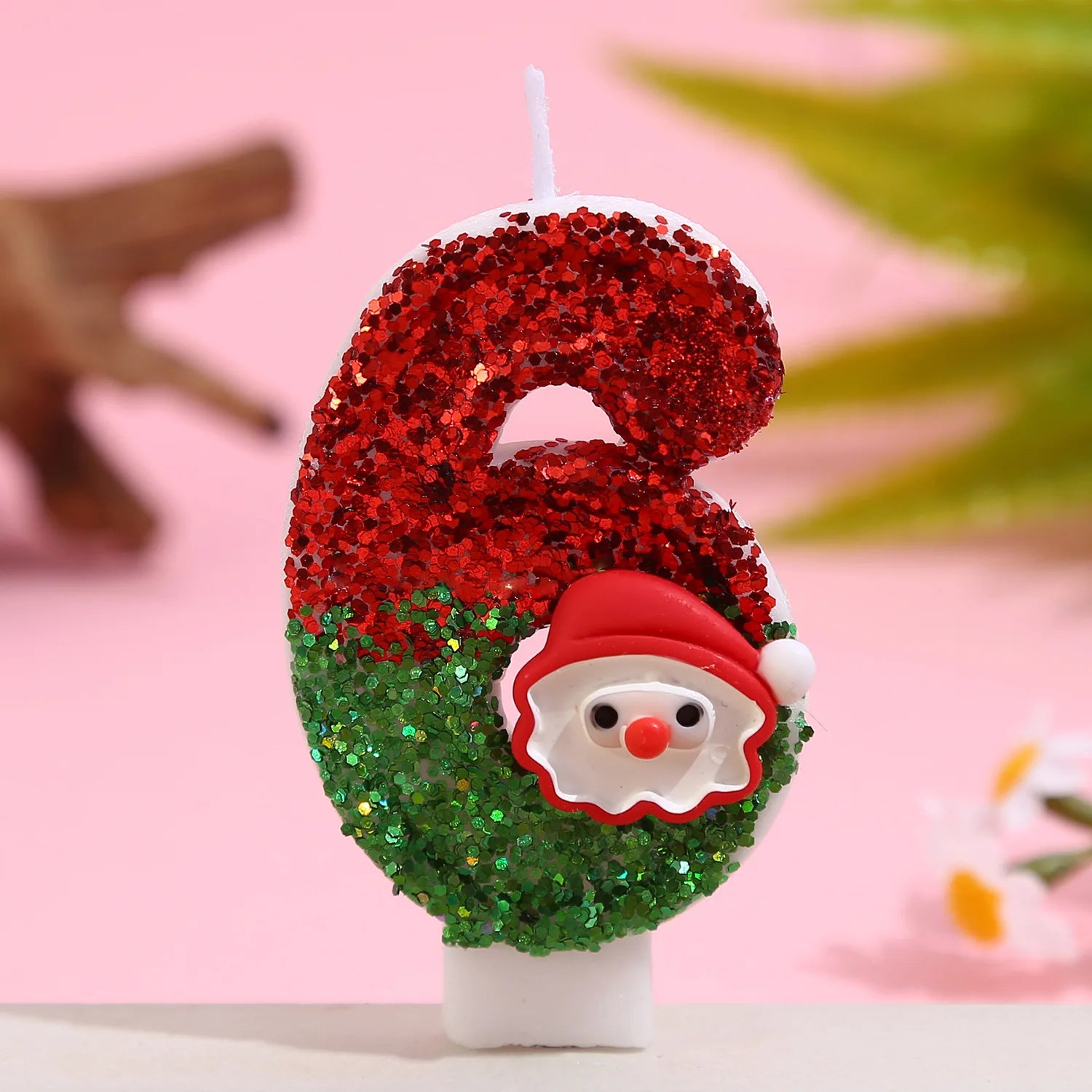 Santa Claus Birthday Candle Decoration Party Cake Candle Atmosphere Photo Christmas Mixed Color Sequin Decoration