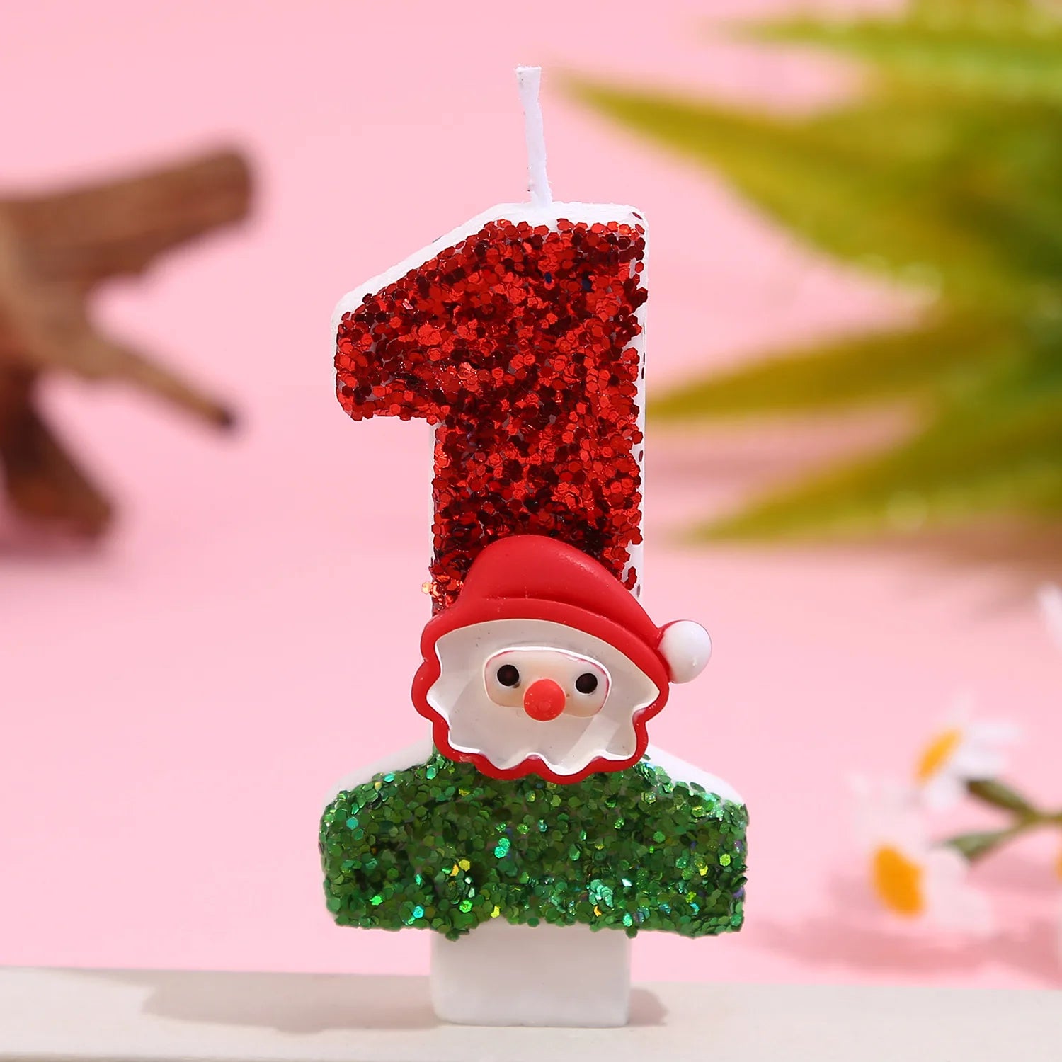 Santa Claus Birthday Candle Decoration Party Cake Candle Atmosphere Photo Christmas Mixed Color Sequin Decoration
