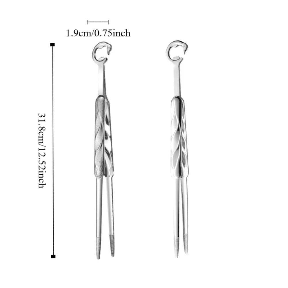 BBQ Tools Crane Shape Kitchen Food Tongs Anti-slip Tipped 304 Stainless Steel Barbecue Clip Extended Meat Clamp Hotel