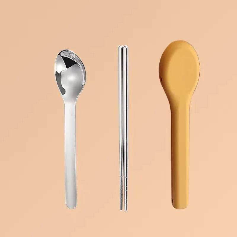 3-Piece Portable Flatware Pocket Utensils Set  Fork Spoon Knife Set with Case for Lunch Travel Camping School Work Picnics