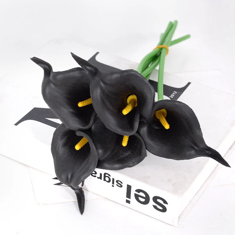 4pc 34cmpu Calla Lily Artificial Flower Color Fake Flower Arrangement Bonsai Material Home Living Room Table Floral Decoration