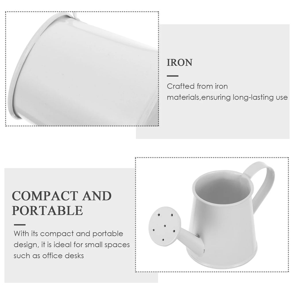 Mini Decorative Watering Can 5x6x6 White Iron for Plants Succulents Gardening Accessories Miniature Pot Portable Small Space