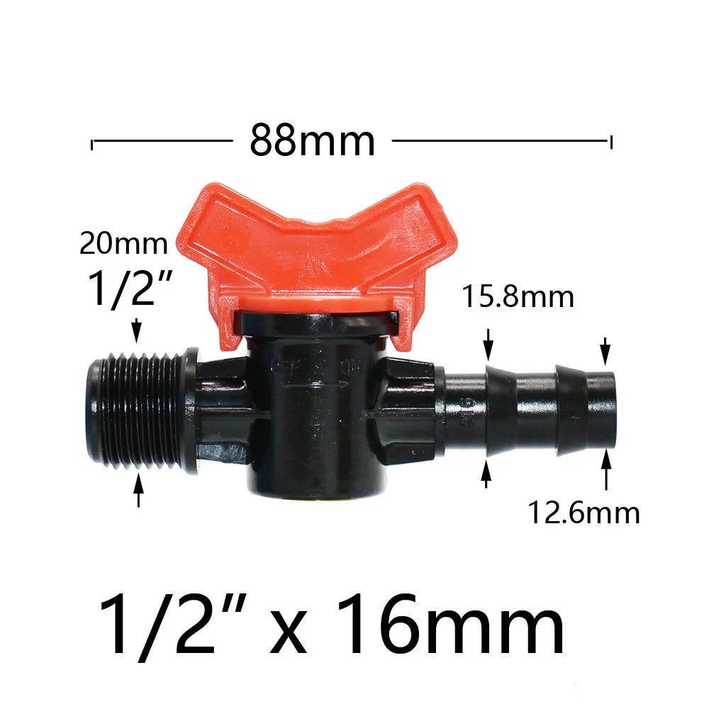 Miniature Plastic Shut Off Coupling Valve Connectors for 4/7 8/11 10/16/20/25mm Hose Garden Water Irrigation Pipe Adaptor Barb