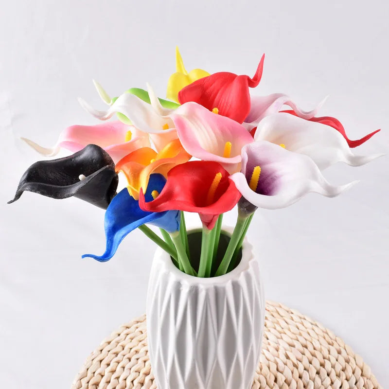 4pc 34cmpu Calla Lily Artificial Flower Color Fake Flower Arrangement Bonsai Material Home Living Room Table Floral Decoration