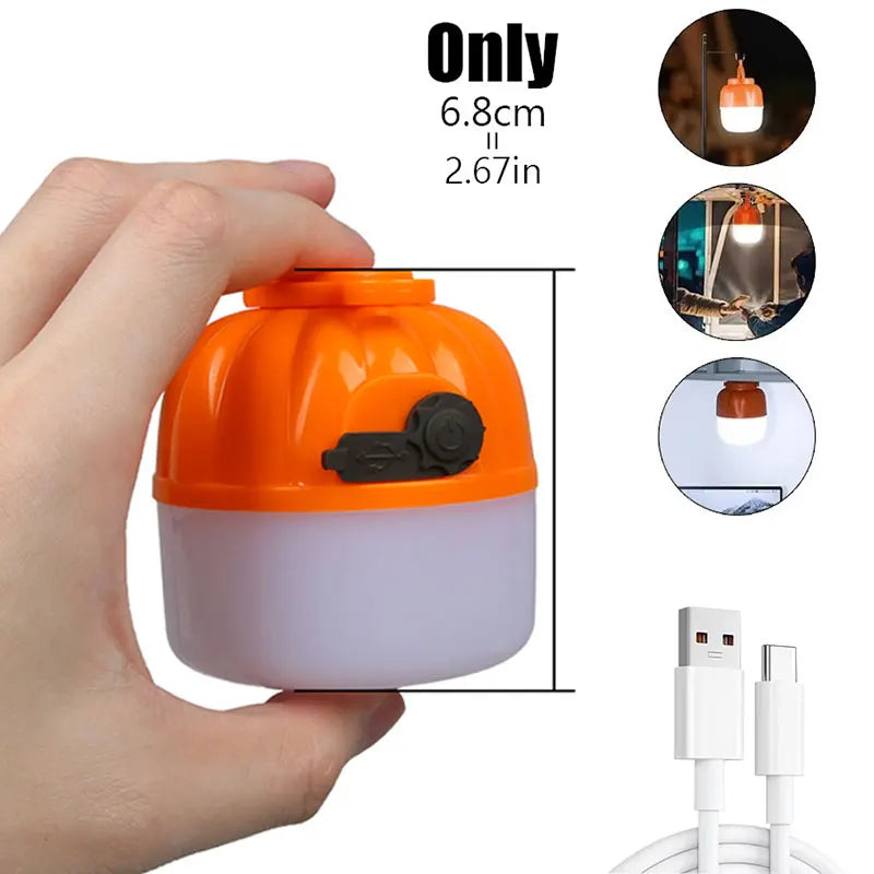 Mini Portable Halloween Pumpkin Lantern USB Rechargeable Tent Lamp COB Floodlight Outdoor Emergency Lighting Decoration Lamp