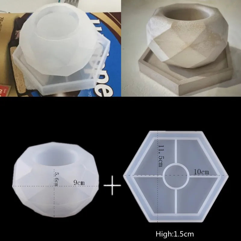 Round Concrete Candle Jar Silicone Mould Diy Handmade Succulent Cement Planter Resin Silicone Mold Gypsum Storage Box Home Decor