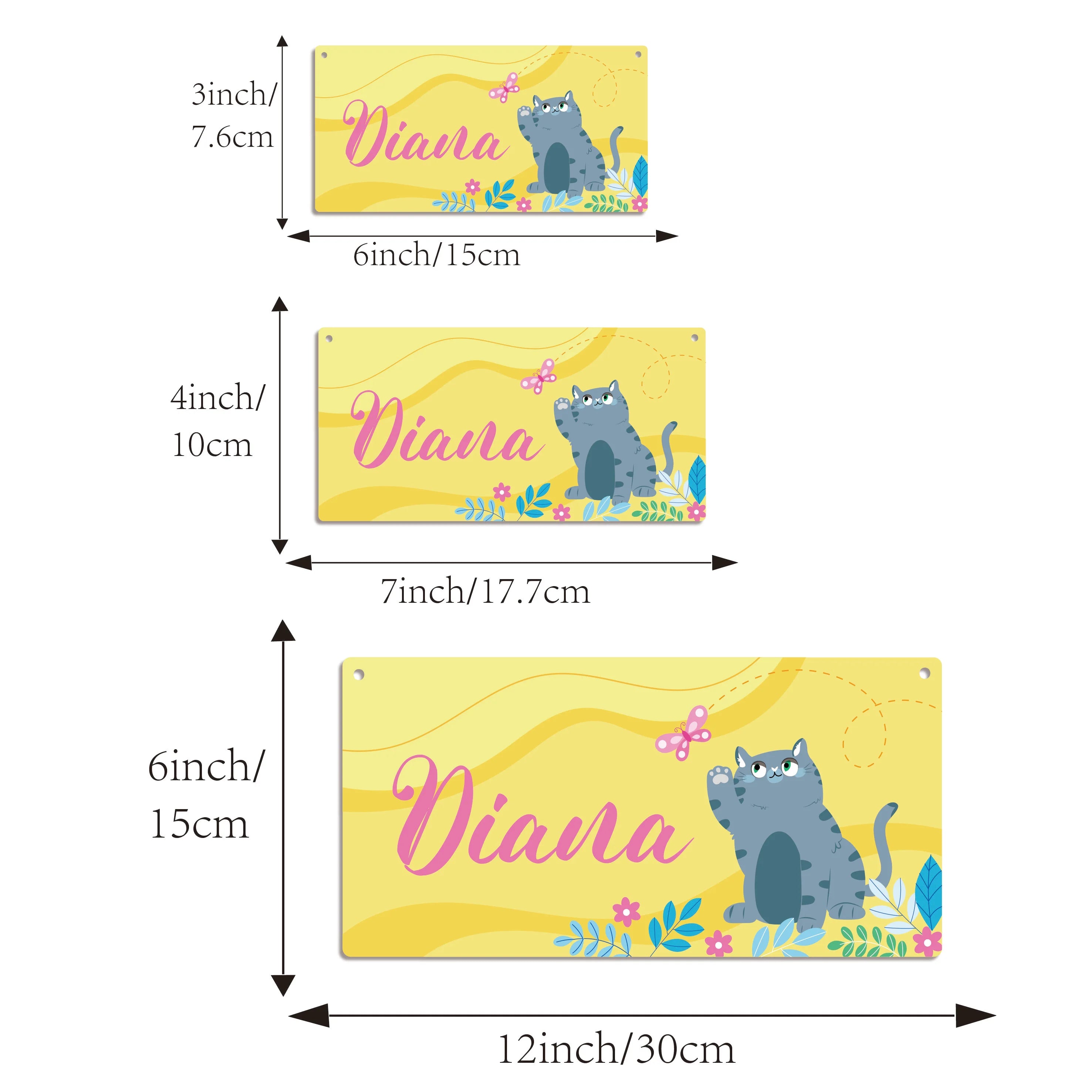 1 pc cute cat Customized Name Hanging Plaque Garden Plaque Wall Art Decor For Bedroom Decor
