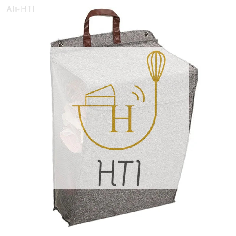 Washing Clothes Mesh Hook Organizer Foldable Adhesive Laundry Basket Hamper, Multifunctional Punch Free Wall Hanging