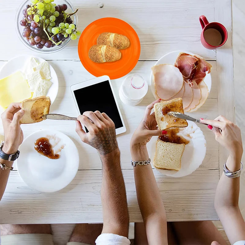 6Pcs Plastic Dinner Plate Dessert Plate Reusable Suitable For Picnic Kitchen Dishwasher Safe Dinner Plate For Home Parties