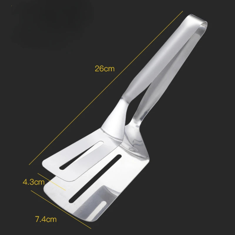 Stainless Steel Frying Shovel Clip Multifunctional Steak BBQ Tongs Frying Fish Spatula Clip Bread Clip Household Kitchen Tool