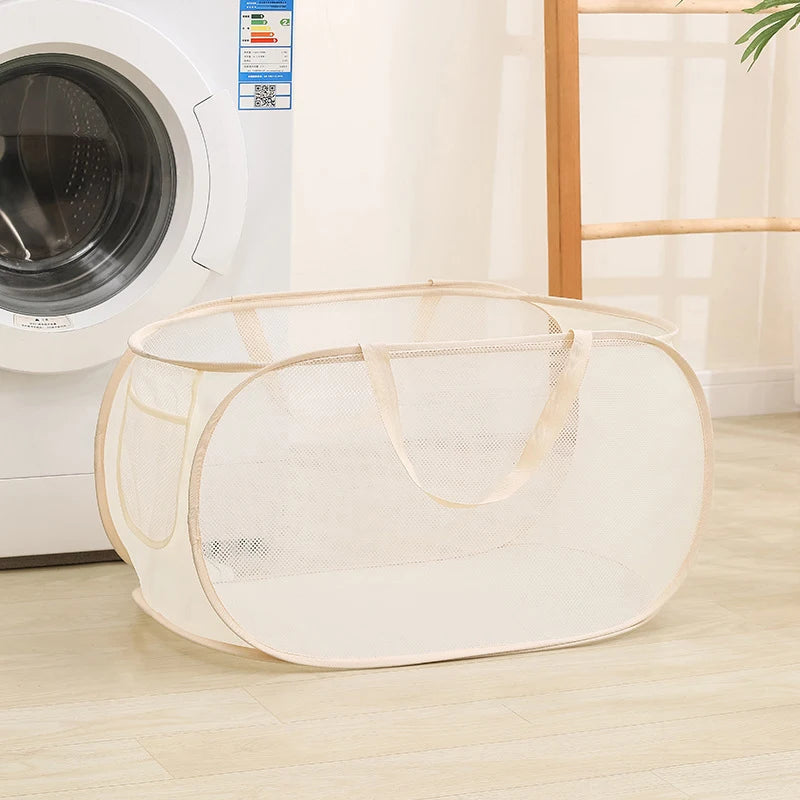 Extra-Large Mesh Laundry Hamper With Handles Foldable Versatile Storage Bag For Dirty Clothes In Multiple Rooms Laundry Baskets