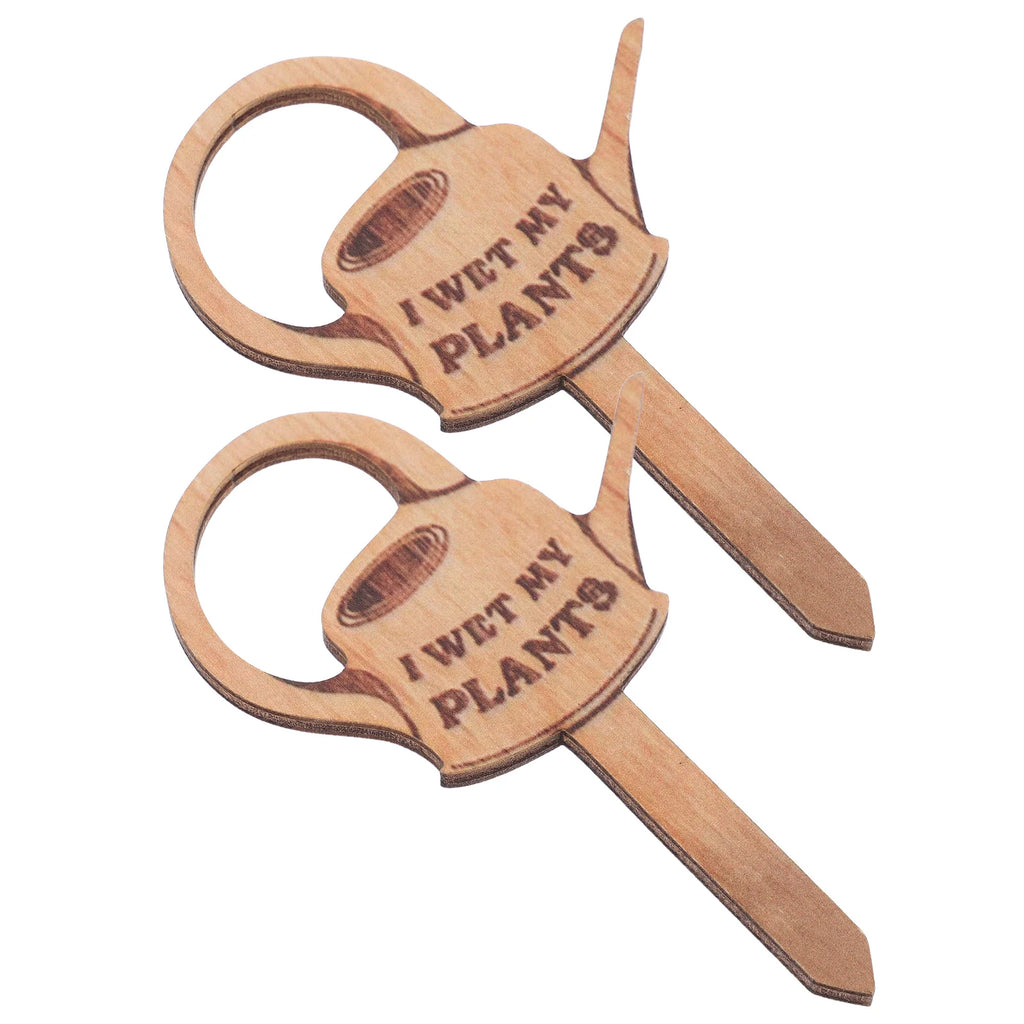2 Pcs Small Plant Potted Plants Garden Markers Compact Stakes Mini Watering Can Pots Identification Labels Wooden