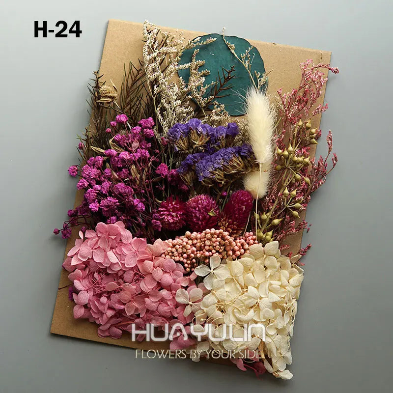 1 Pack Artificial Plants Dried Real Flowers Preserved Materials Epoxy Resin Candles DIY Floral Materials Hydrangea Set Flowers