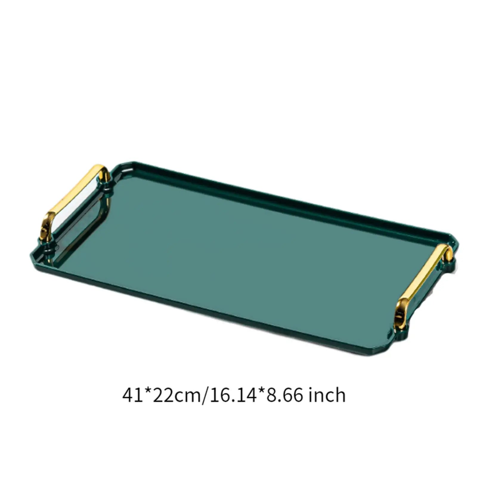 Rectangular Serving Tray with Handle Cosmetic Jewelry Dish Bathroom Decorative Tray Table Storage Organizer for Home Hotel