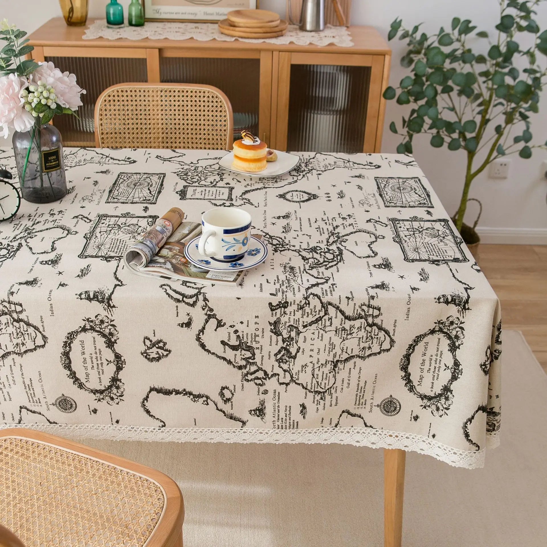 Printed Small Daisy Flower Tablecloth Linen Table Cloth Tasse Lace Rectangular Wedding Banquet Outdoor Home Manteles Table Cover